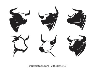 creative buffalo cow ox bull head collection logo vector design inspiration	