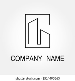 Creative Building Concept Logo Design. black and white texture.