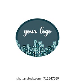 Creative Building Concept Logo Design Template. Skyline background.