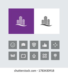 Icono creativo de construcción con iconos bonitos.