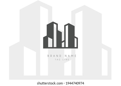 Logotipo de construcción creativa, vector abstracto de bienes raíces