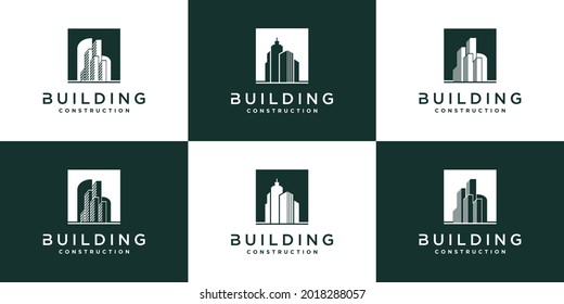 Creativo del diseño del logo de la construcción inspirado en el estilo moderno Velo Premium