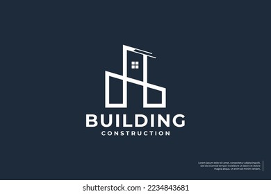 Kreatives Design des Gebäudelogo. Renovierung, Vorlage für das Logo des Auftragnehmers