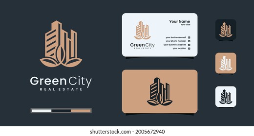 Creative building nature logo design inspiration. green city logo templates