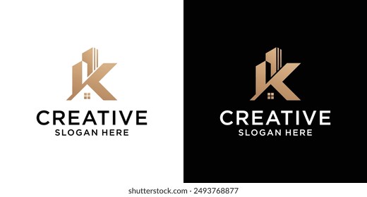 Creative building real estate with letter K logo design template abstract