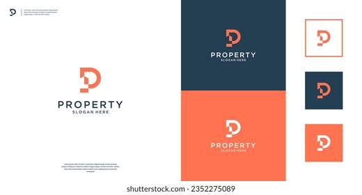 Creative building real estate logo, Abstract letter P logo design