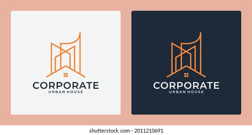 kreatives Gebäude Logo-Design mit Haus-, Stadt- und Wolkenkratzern für Ihre Gebäude, Immobilien etc. Unternehmen