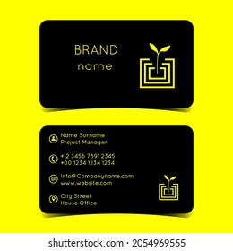 Creative buisness card template. Black background. Vector illustration.