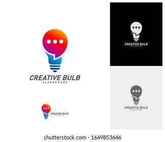 Vector de diseño del logotipo de chat de creativo. Consulte la plantilla del logotipo Bulb. símbolo de icono