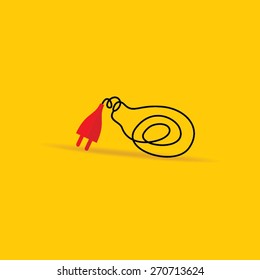 creative bulb connected with electric pin idea concept vector illustration