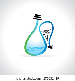 creative bulb created like fish aquarium with water vector illustration