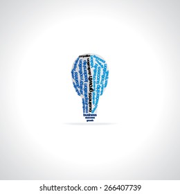 creative bulb created with many words motivation, business 