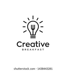 creative bulb food fork. vector icon logo design.