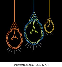 creative bulb with hand over black background