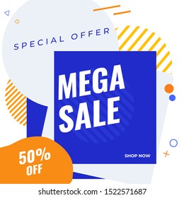 Creative bulb idea , Banner Promotion Mega sale, Special Offer, shop now - Modern design advertisement - Vector - illustration