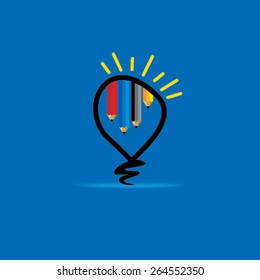 creative bulb idea concept with pencil 