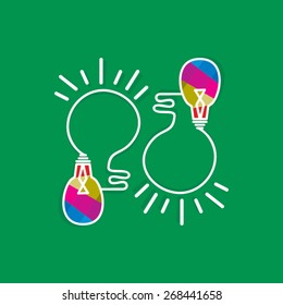 creative bulb idea connected with colorful bulb vector illustration