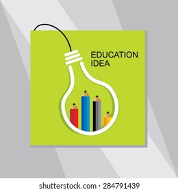 creative bulb idea inside of pencil vector illustration 