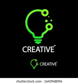 Creative bulb idea logo design. With tech concept. Vector illustration for your brand identity. Icon on black
background