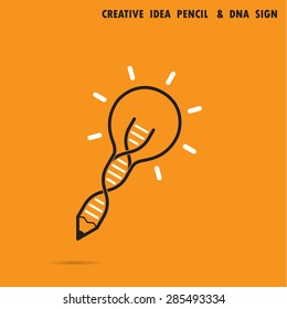 Creative bulb idea pencil concept and DNA symbol. Education and business concept. Vector illustration.