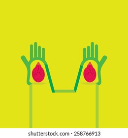 creative bulb inside of hand