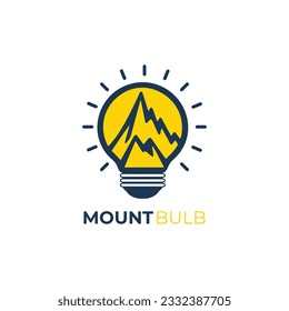 creative bulb lamp combined with mountain illustration logo design