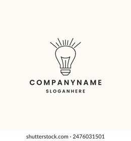 creative bulb lamp logo design with line art style