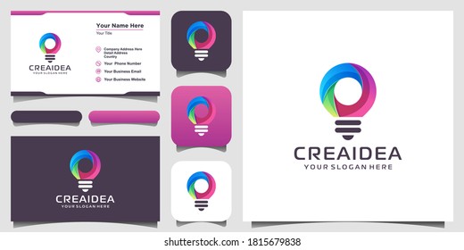 creative bulb lamp logo icon and business card design. Bulb digital and technology Idea