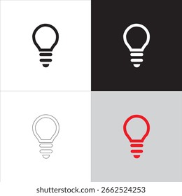Symbol für kreative Glühbirne oder Lichtsymbol. Stellt Ideen, Innovation und Energie dar. Perfekt für Geschäftswelt, Startup oder Kreativität. Einfaches und modernes Design für die digitale Nutzung.