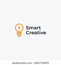 creative bulb logo design with line art style