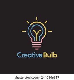 diseño creativo del logotipo de la bombilla, diseño creativo del logotipo de la bombilla con estilo de arte de línea, foto, ilustración, renderizado 3d, tipografía.