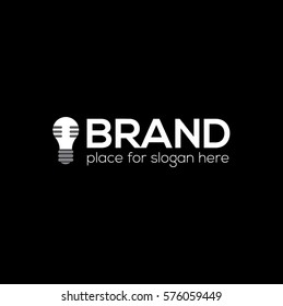 Creative bulb- microphone vector logo design template. Sound recording brand identity