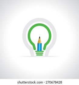 creative bulb with pencil idea concept vector illustration