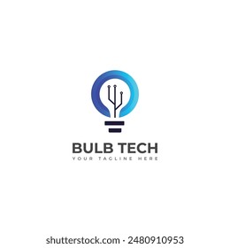  Creative Bulb tech vector logo.