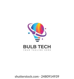  Creative Bulb tech vector logo.