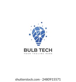  Creative Bulb tech vector logo.