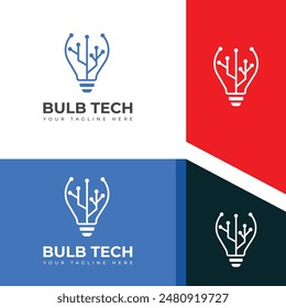  Creative Bulb tech vector logo.