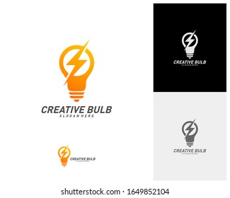 Creative Bulb thunder logo design vector. Fast Bulb logo template. icon symbol