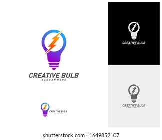 Creativo vector de diseño de logotipo de truenos. Plantilla de logotipo Fast Bulb. símbolo de icono
