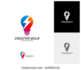 Creative Bulb thunder logo design vector. Fast Bulb logo template. icon symbol