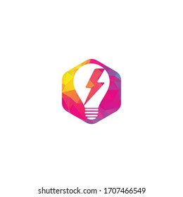 Creative Bulb thunder logo design vector. Fast Bulb logo template. icon symbol. Thunder Light Bulb Lamp Logo Template Illustration Design	