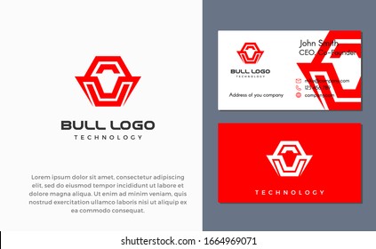 Creative bull head abstract logo for a technology or finance company startup