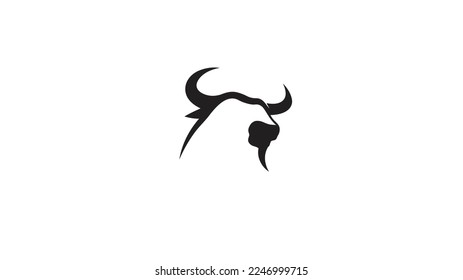 Creative Bull Head black color Logo  Vector Design symbol illustration