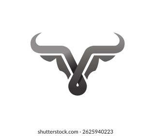 creative bull head logo minimal buffalo horns vector design symbol 