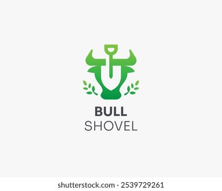 Creative bull head with negative shovel logo