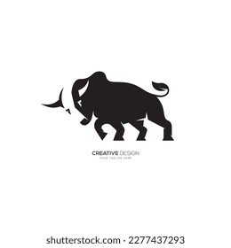 Creative bull with horn flat monogram logo