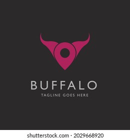 Creative bull and pin location icon logo design vector illustration