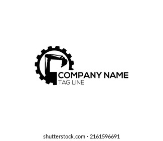 Creative Bulldozer Excavator And Backhoe Logo Design Illustration.