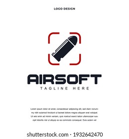 Creative bullet airsoft icon logo design vector illustration. bullet logo design color editable