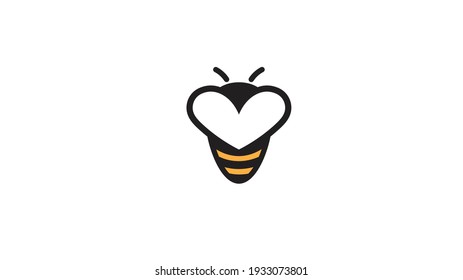 Símbolo creativo del corazón de insectos de abeja logotipo abstracto